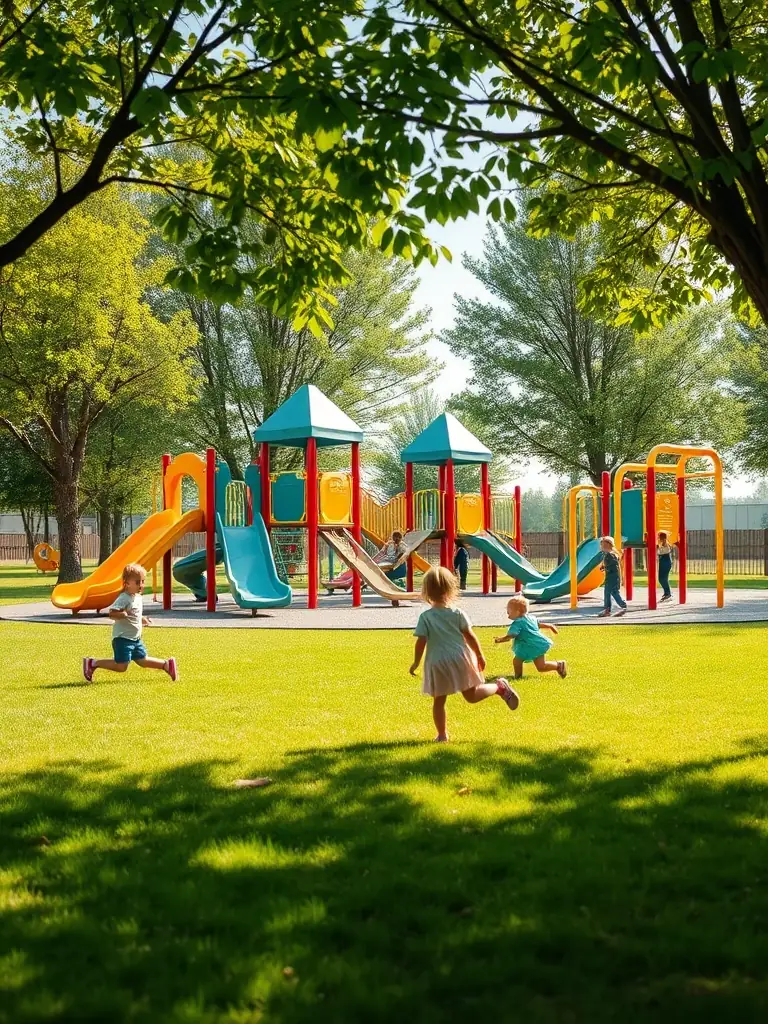 A photo of a well-maintained and safe childcare playground, highlighting the reliable maintenance and care provided by Uplift.
