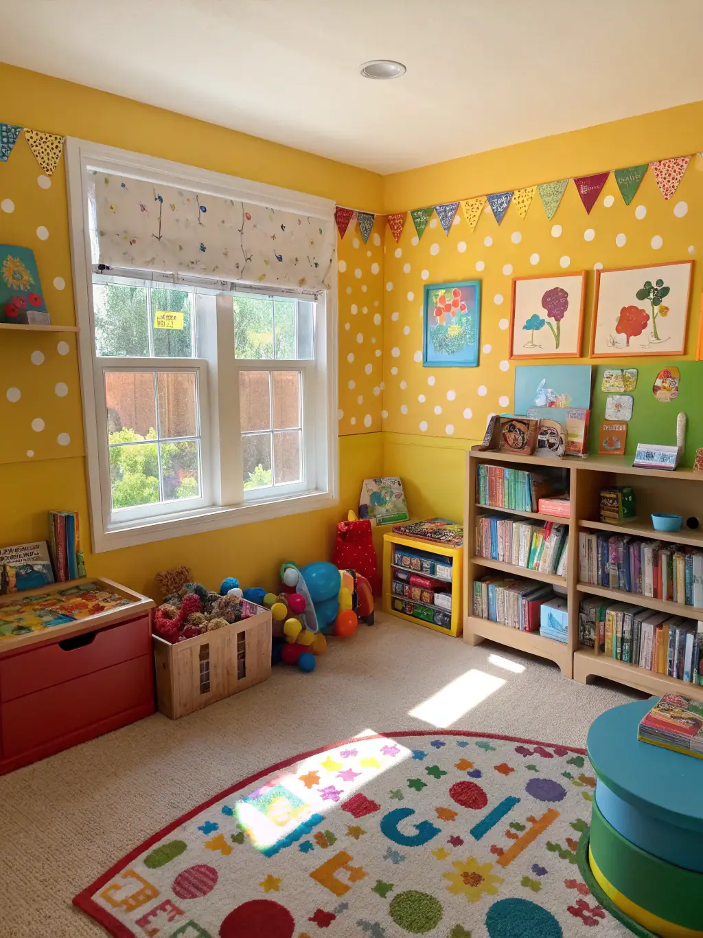 An image of a childcare centre with happy children and staff, highlighting a well-maintained environment, with colourful decorations and engaging activities.